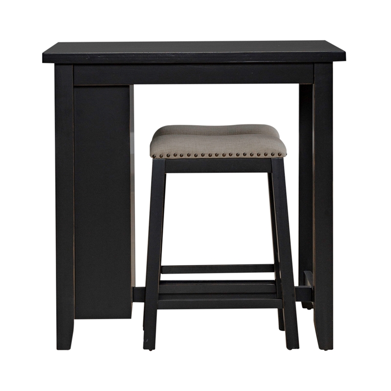 Pemberly Row Modern Transitional Wood 3 Piece Counter Set in Black