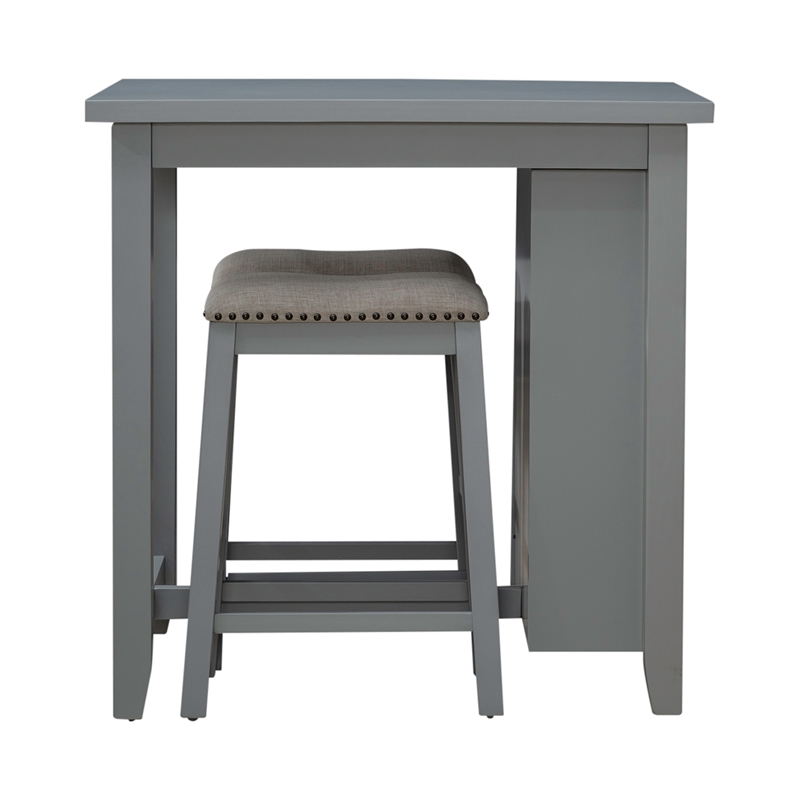 Pemberly Row Modern Transitional Wood 3 Piece Counter Set in Gray