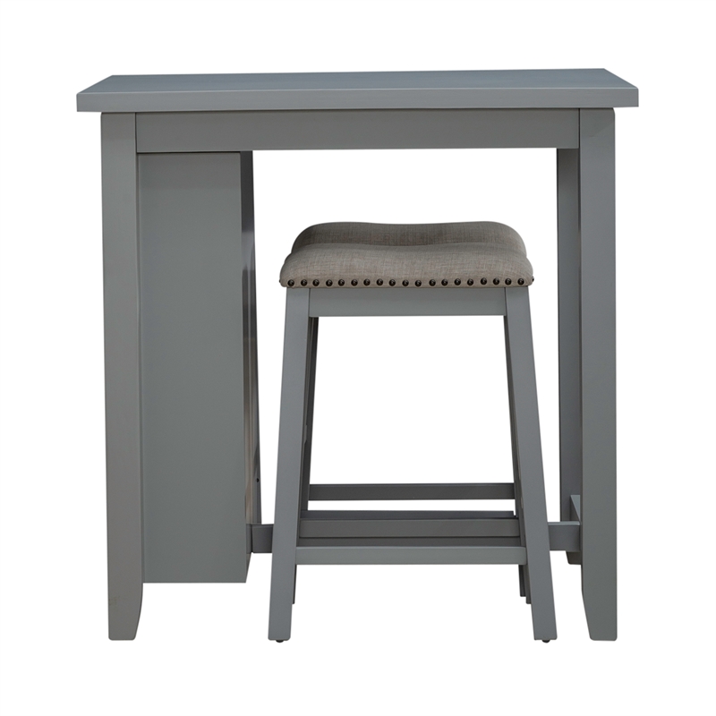 Pemberly Row Modern Transitional Wood 3 Piece Counter Set in Gray