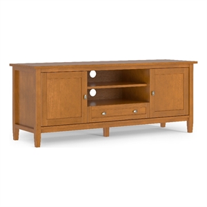 Pemberly Row Solid Wood 60&quotW Transitional TV Media Stand in Light Golden Brown