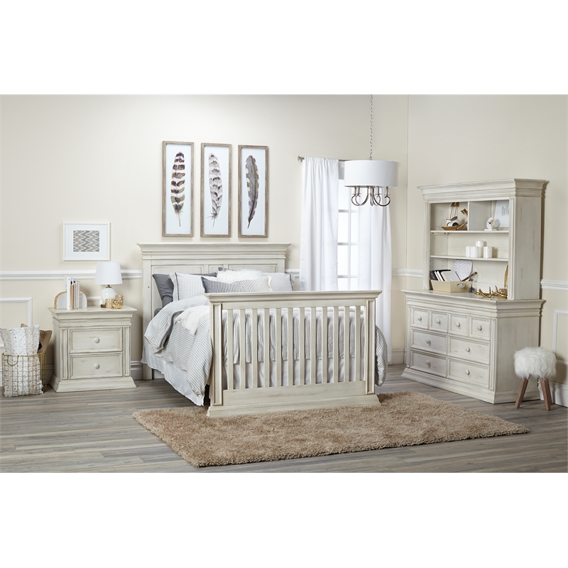 Pemberly Row Contemporary Wood 2 Drawer Nightstand Antique White