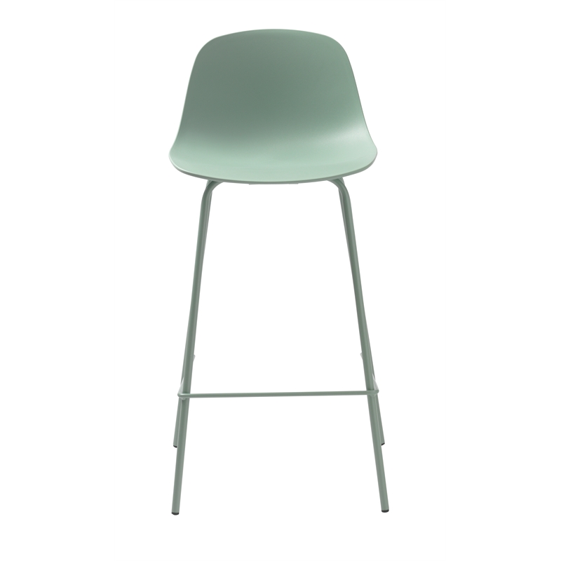 Pemberly Row 26.6''H Metal Frame/Plastic Counter Stool Mint Green (Set of 2)