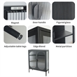 Pemberly Row Short 2-Door 3 Shelf Steel Accent Cabinet with Fluted Glass-Black