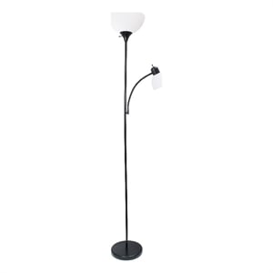 Pemberly Row 71.5&quot Black Traditional Floor Lamp with Adjustable Reading Light