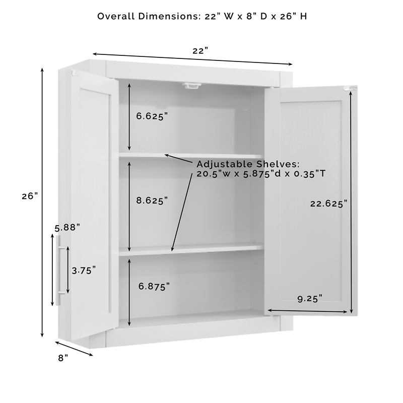 Pemberly Row Contemporary Wall Mounted Storage Cabinet in Navy