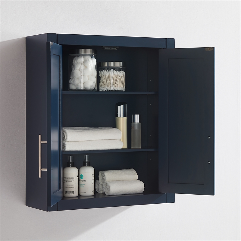 Pemberly Row Contemporary Wall Mounted Storage Cabinet in Navy