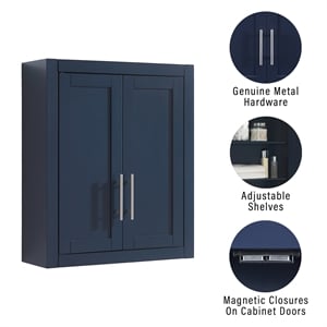 Pemberly Row Contemporary Wall Mounted Storage Cabinet in Navy