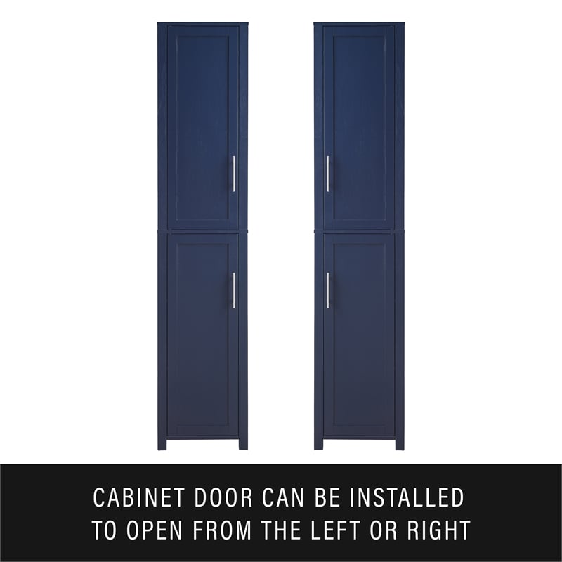 Pemberly Row Contemporary Engineered Wood Linen Storage Cabinet in Navy
