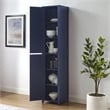 Pemberly Row Contemporary Engineered Wood Linen Storage Cabinet in Navy