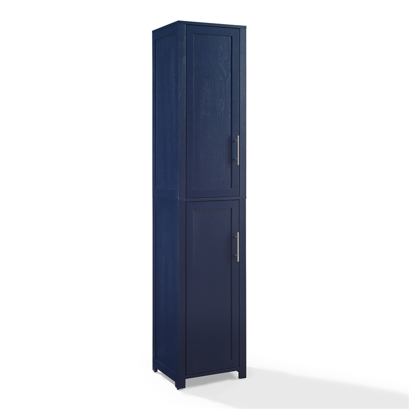 Pemberly Row Contemporary Engineered Wood Linen Storage Cabinet in Navy