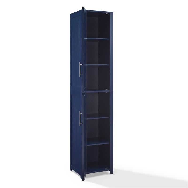 Pemberly Row Contemporary Engineered Wood Linen Storage Cabinet in Navy