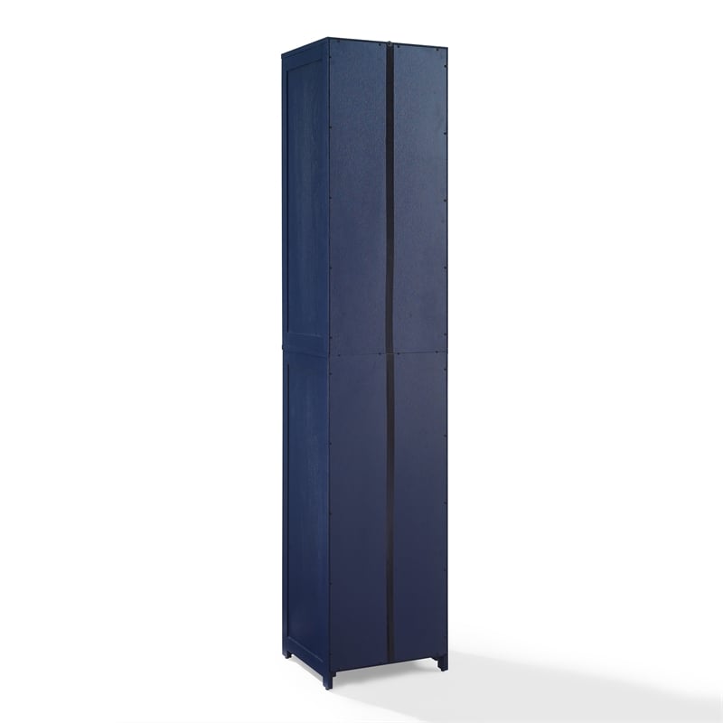 Pemberly Row Contemporary Engineered Wood Linen Storage Cabinet in Navy