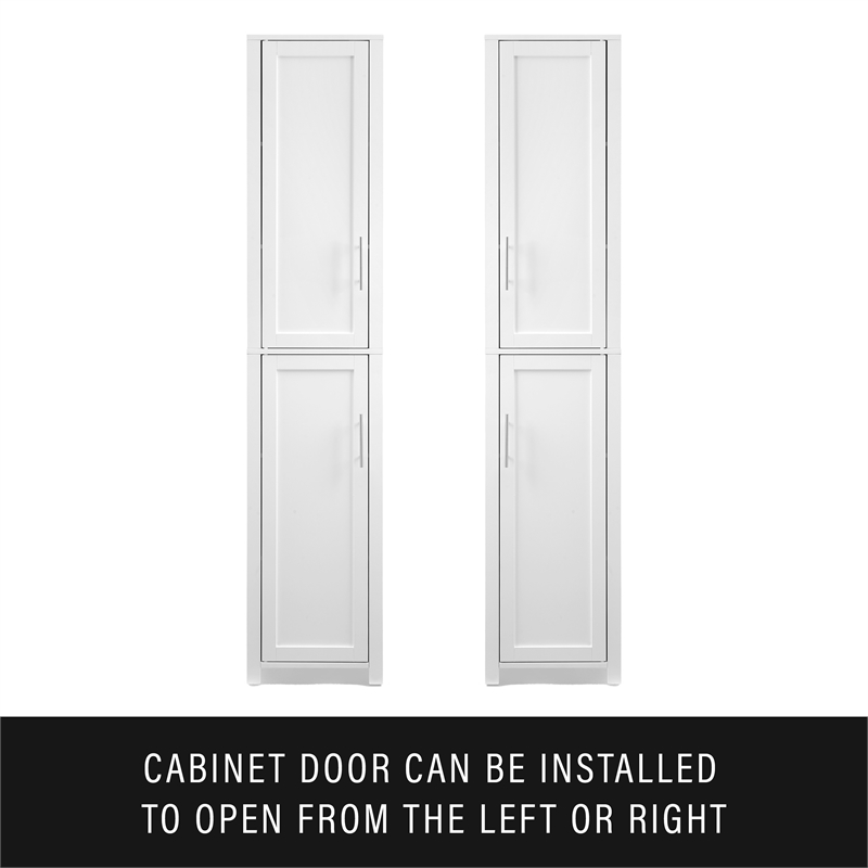 Pemberly Row Contemporary Engineered Wood Linen Storage Cabinet in White