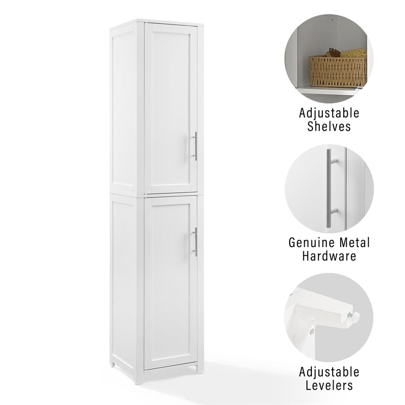 Pemberly Row Contemporary Engineered Wood Linen Storage Cabinet in White