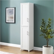 Pemberly Row Contemporary Engineered Wood Linen Storage Cabinet in White