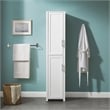 Pemberly Row Contemporary Engineered Wood Linen Storage Cabinet in White