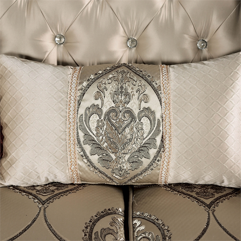 Pemberly Row Contemporary Fabric and Wood 2-Piece Sofa Set in Beige
