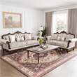 Pemberly Row Contemporary Fabric and Wood 2-Piece Sofa Set in Beige