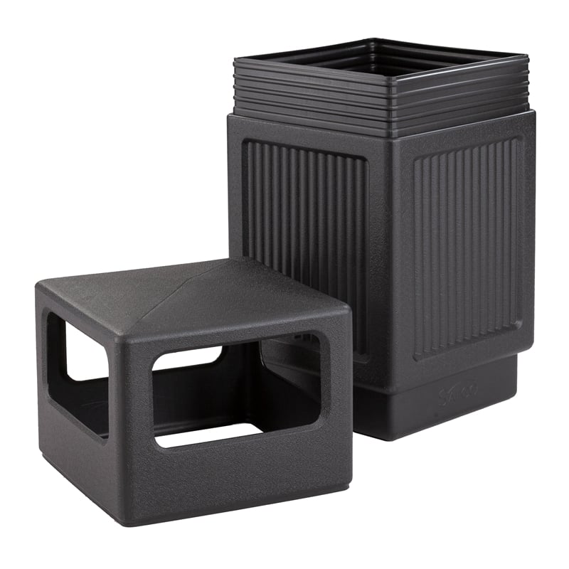 Pemberly Row Outdoor/Indoor Side Opening 38-Gallon Black Trash Can
