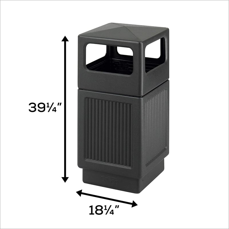 Pemberly Row Outdoor/Indoor Side Opening 38-Gallon Black Trash Can