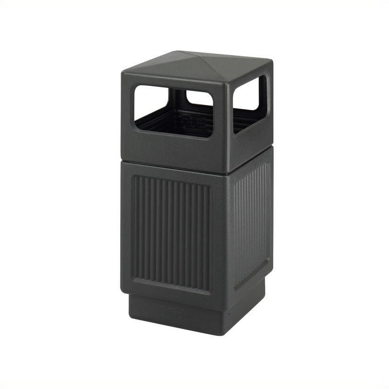 Pemberly Row Outdoor/Indoor Side Opening 38-Gallon Black Trash Can