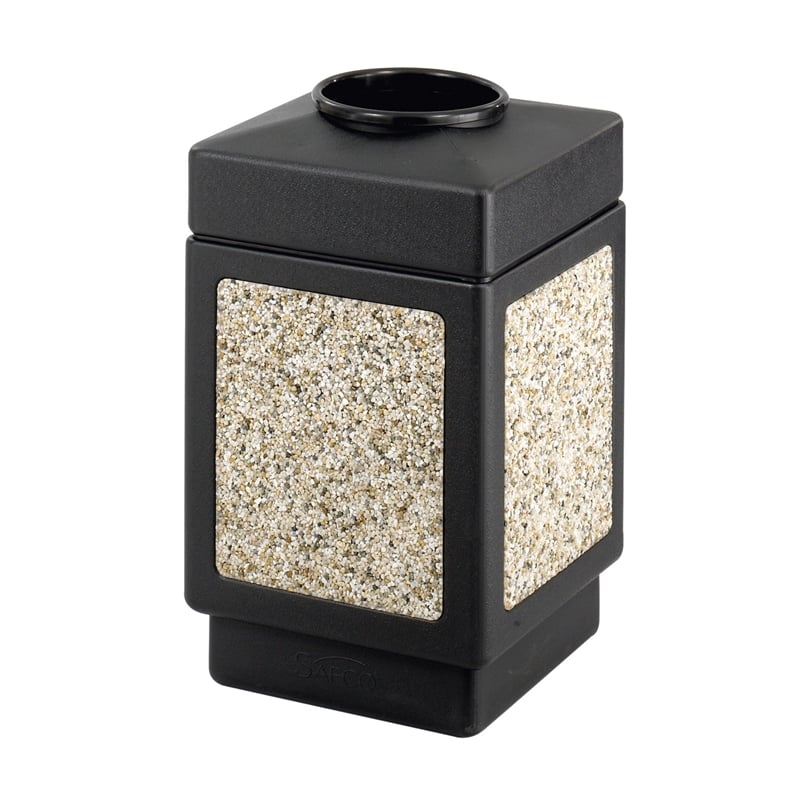 Pemberly Row Contemporary Outdoor Aggregate Panel Open Top Receptacle