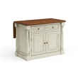 Pemberly Row Contemporary Wood Kitchen Island Set in Off White