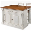 Pemberly Row Contemporary Wood Kitchen Island Set in Off White