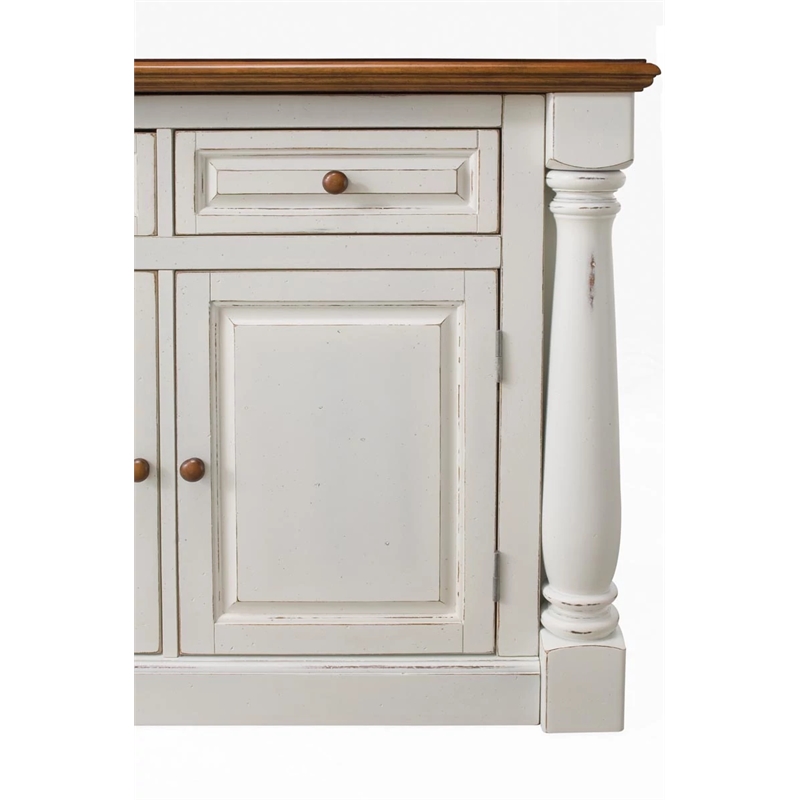 Pemberly Row Contemporary Wood Kitchen Island Set in Off White