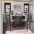 Pemberly Row Traditional Wood Kitchen Island Set in Black Finish