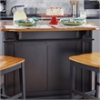 Pemberly Row Traditional Wood Kitchen Island Set in Black Finish