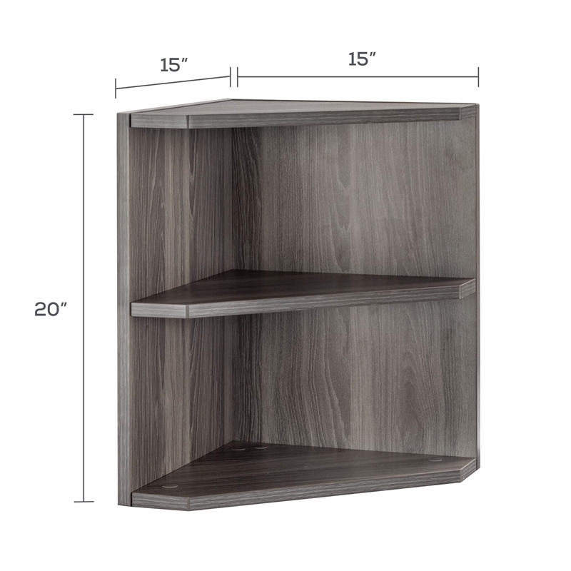 Pemberly Row Contemporary Corner Support for Hutch in Gray Steel