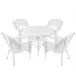 Pemberly Row 5 Piece Resin Wicker Outdoor Patio Dining Set in White
