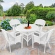 Pemberly Row 5 Piece Resin Wicker Outdoor Patio Dining Set in White