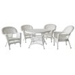 Pemberly Row 5 Piece Resin Wicker Outdoor Patio Dining Set in White