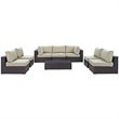 Pemberly Row 8-Piece Aluminum & Rattan Patio Sectional Set in Espresso/Beige