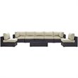 Pemberly Row 8-Piece Aluminum & Rattan Patio Sectional Set in Espresso/Beige