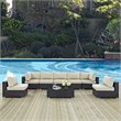 Pemberly Row 8-Piece Aluminum & Rattan Patio Sectional Set in Espresso/Beige
