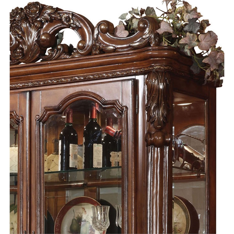 Pemberly Row 2-Door Curio Cabinet with Claw Leg in Cherry Oak Wood