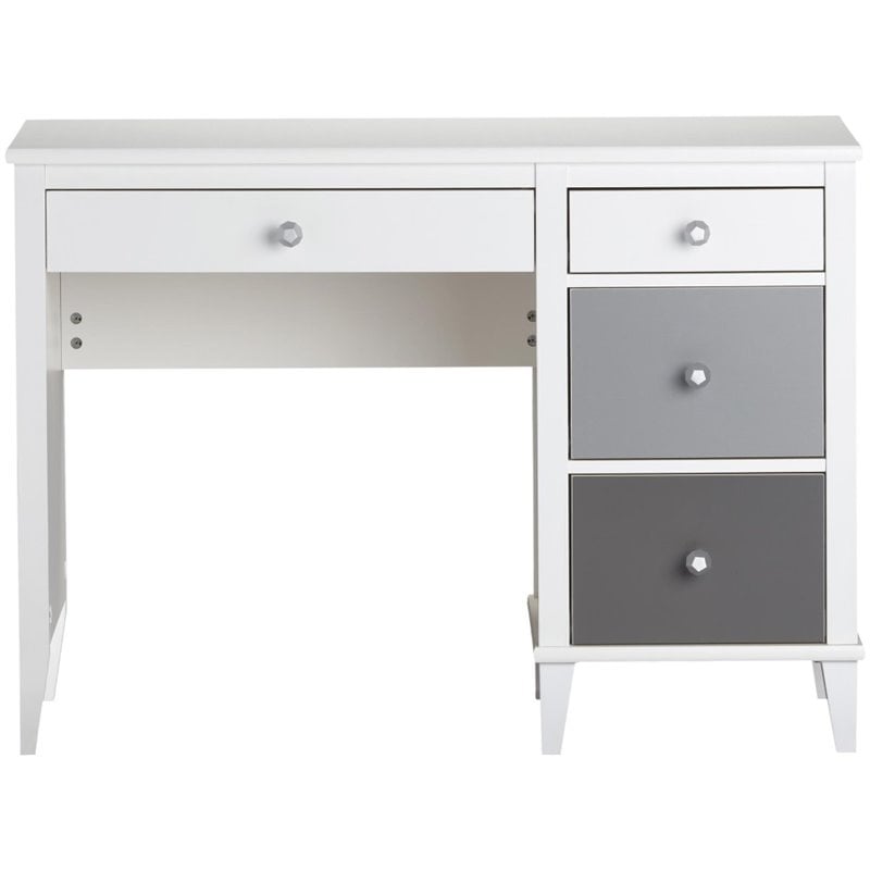 Pemberly Row Transitional Engineered Wood Desk in White and Gray