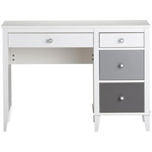 Pemberly Row Transitional Engineered Wood Desk in White and Gray