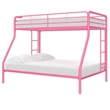 Pemberly Row Twin Over Full Steel Metal Kids Bunk Bed in Dusty Pink