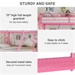 Pemberly Row Twin Over Full Steel Metal Kids Bunk Bed in Dusty Pink