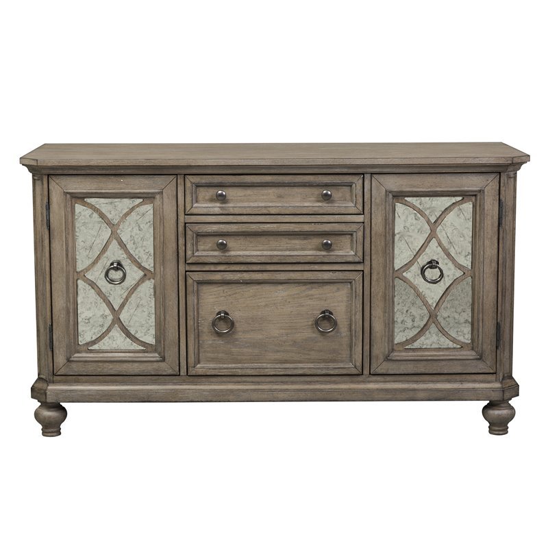 Pemberly Row French and English Dovetail Constructed Multi Credenza in Brown
