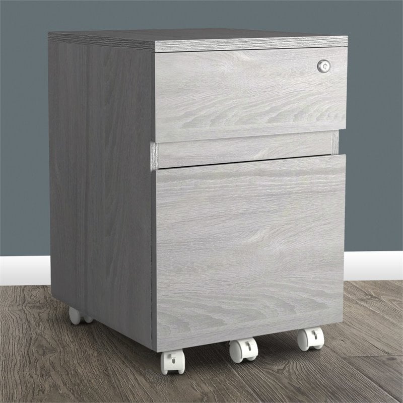 Pemberly Row Contemporary 2 Drawer Mobile Vertical File Cabinet in Gray