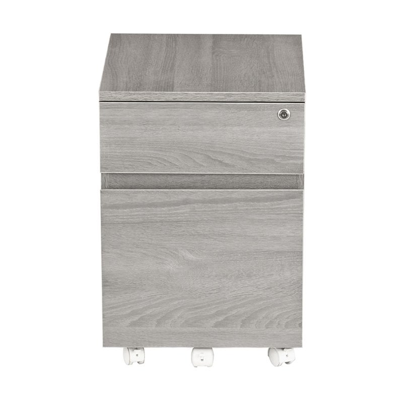 Pemberly Row Contemporary 2 Drawer Mobile Vertical File Cabinet in Gray