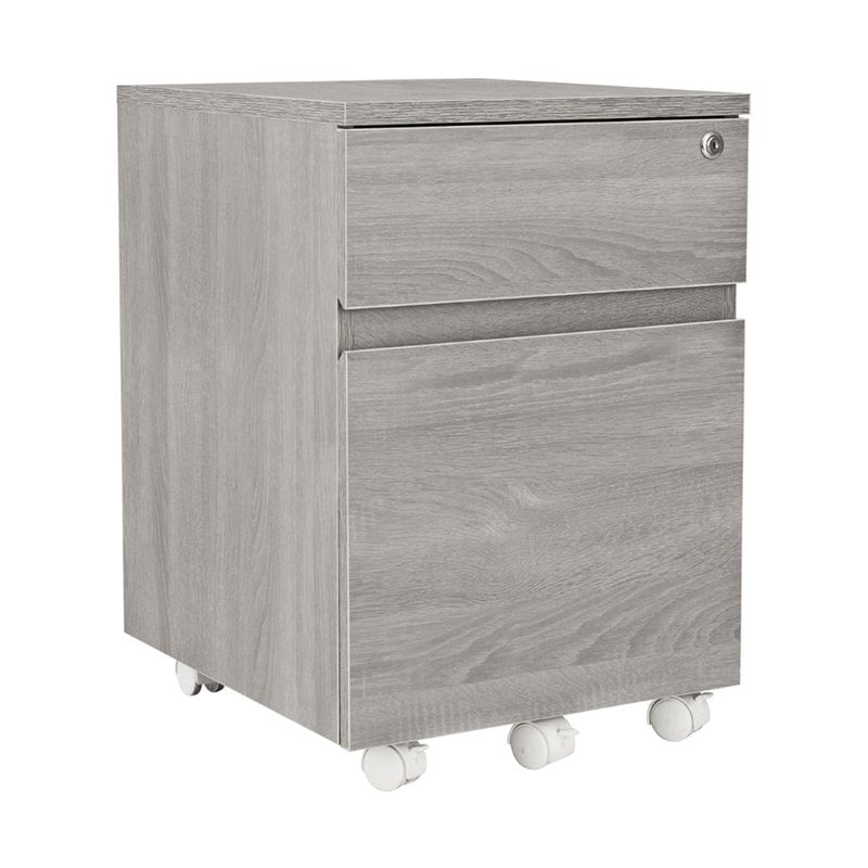 Pemberly Row Contemporary 2 Drawer Mobile Vertical File Cabinet in Gray