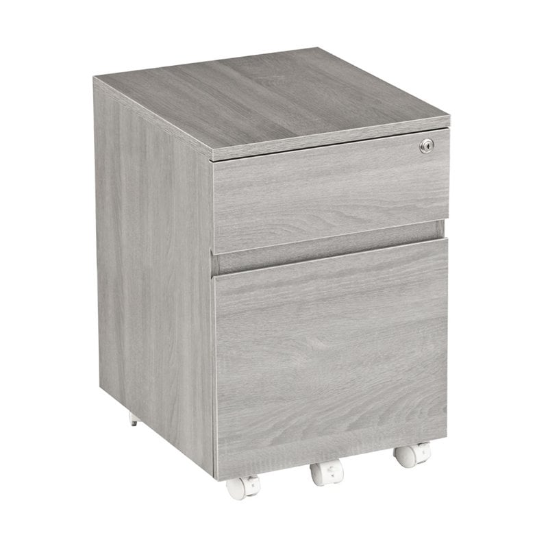 Pemberly Row Contemporary 2 Drawer Mobile Vertical File Cabinet in Gray