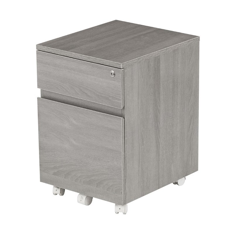 Pemberly Row Contemporary 2 Drawer Mobile Vertical File Cabinet in Gray