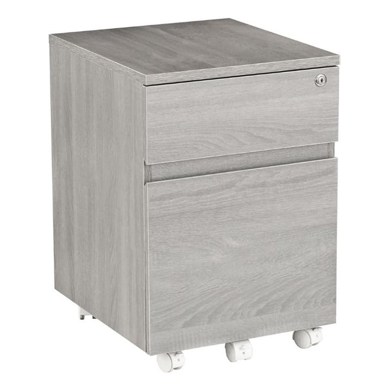 Pemberly Row Contemporary 2 Drawer Mobile Vertical File Cabinet in Gray